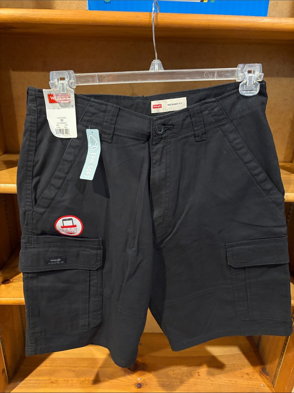 Wrangler Black Cargo Shorts with Multiple Utility Pockets